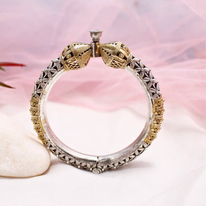 Dual Tone Oxidised Openable Kada with Antique Rajasthani Design