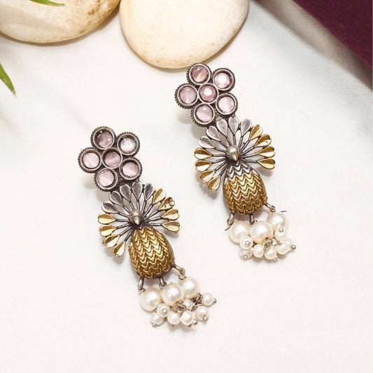 Dual Tone Peacock Pendant Set – Baby Pink