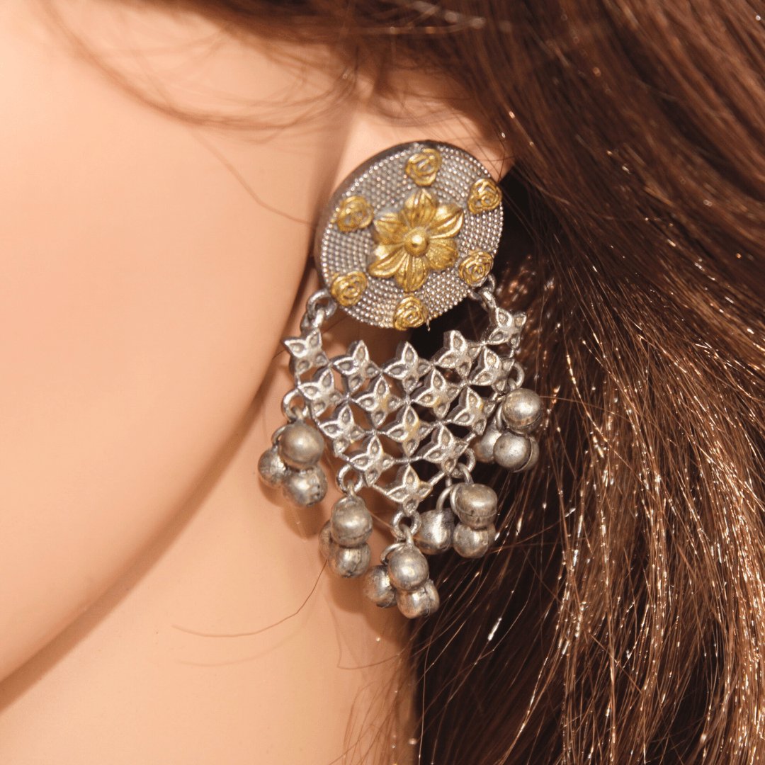 DUAL-TONE POLKI PENDANT SET-OVAL