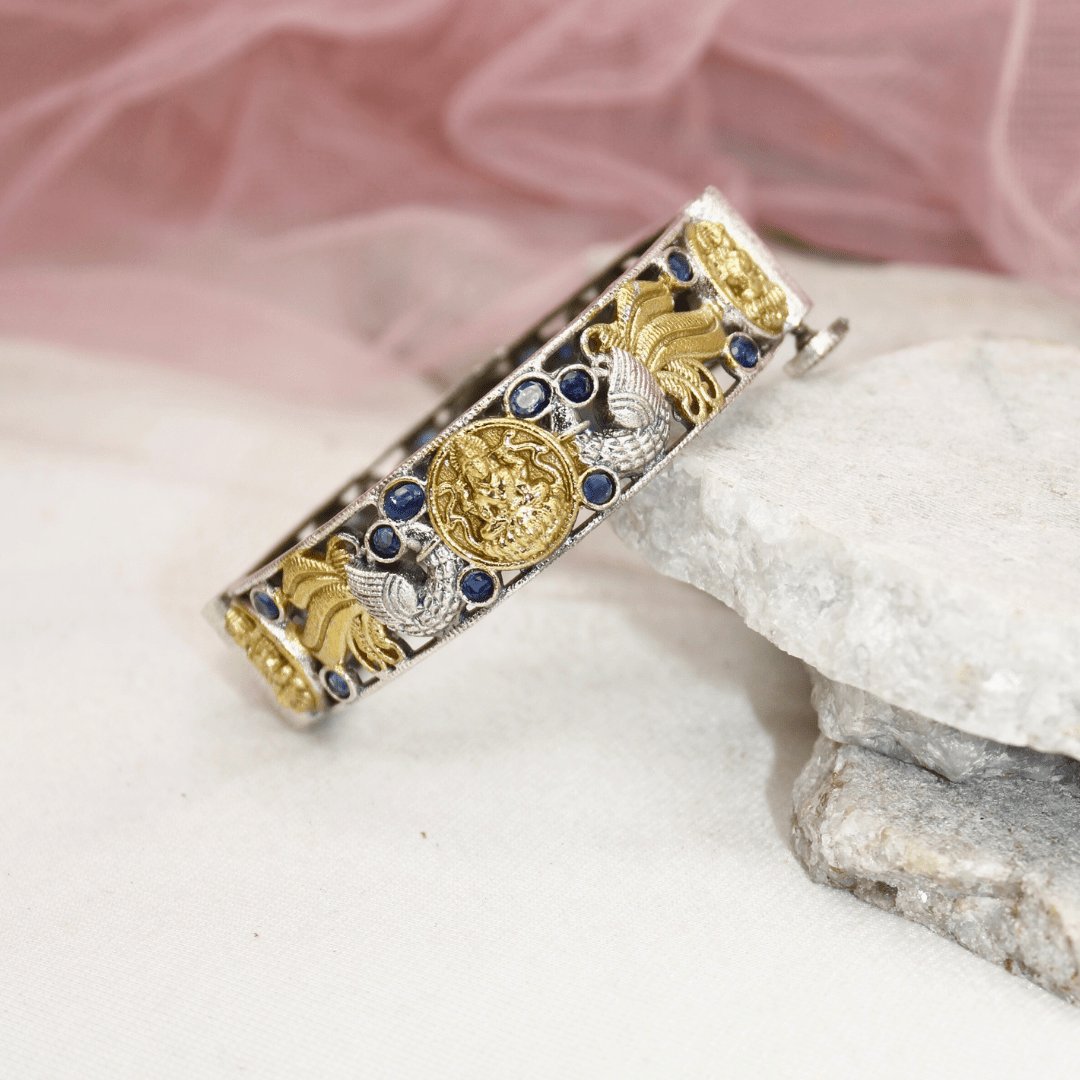 DUAL-TONE ROUND LAXMI  MOR KADA-BLUE