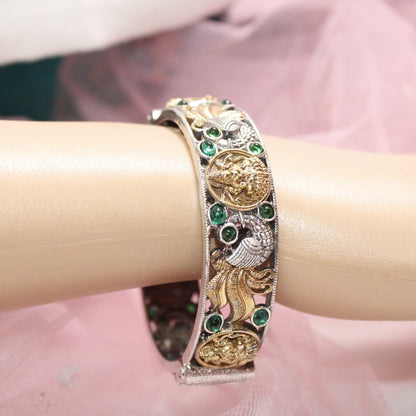 DUAL-TONE ROUND LAXMI MOR KADA-GREEN