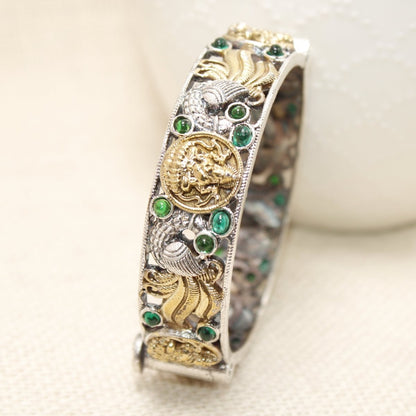 DUAL-TONE ROUND LAXMI MOR KADA-GREEN