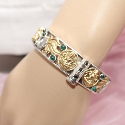 DUAL-TONE ROUND LAXMI MOR KADA-GREEN