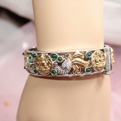 DUAL-TONE ROUND LAXMI MOR KADA-GREEN