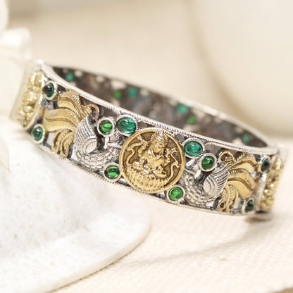 DUAL-TONE ROUND LAXMI MOR KADA-GREEN