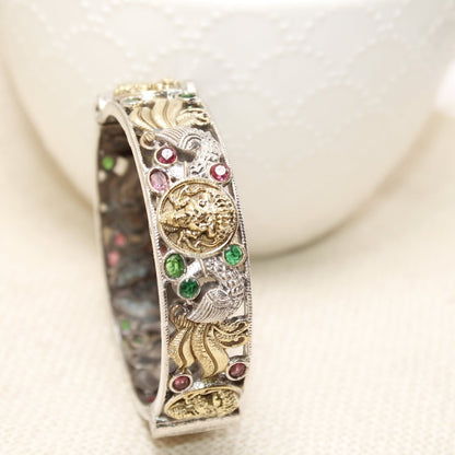 DUAL-TONE ROUND LAXMI MOR KADA-MAROON & GREEN