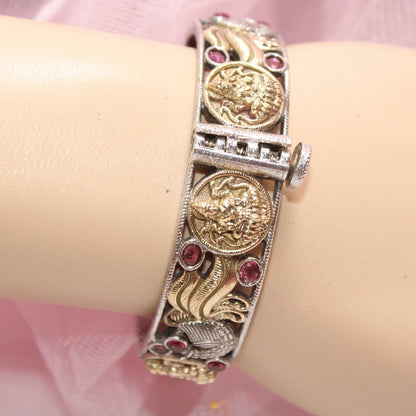 DUAL-TONE ROUND LAXMI  MOR KADA-RED