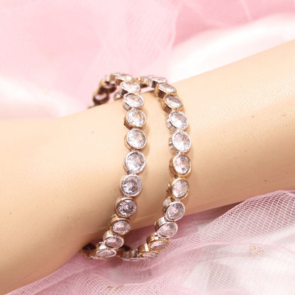 DUAL-TONE ROUND STONE BANGLES- SET OF 2-transparent