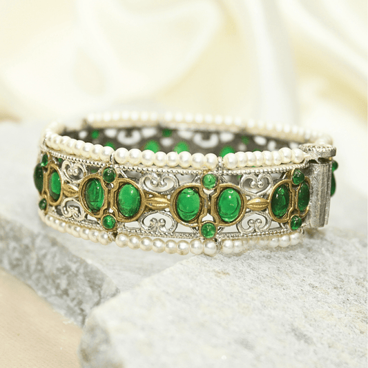 DUAL - TONE WITH PEARL LADI KADA - GREEN