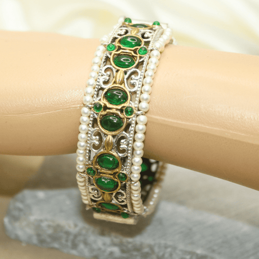 DUAL - TONE WITH PEARL LADI KADA - GREEN