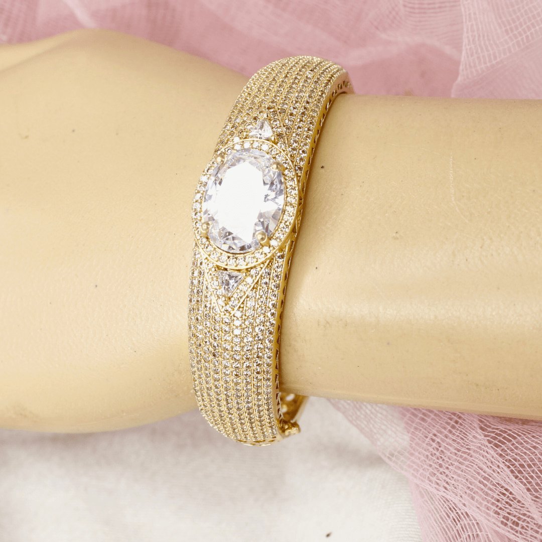 Elegant Gold-Plated American Diamond Kada