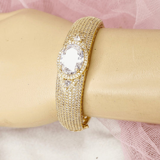 Elegant Gold-Plated American Diamond Kada
