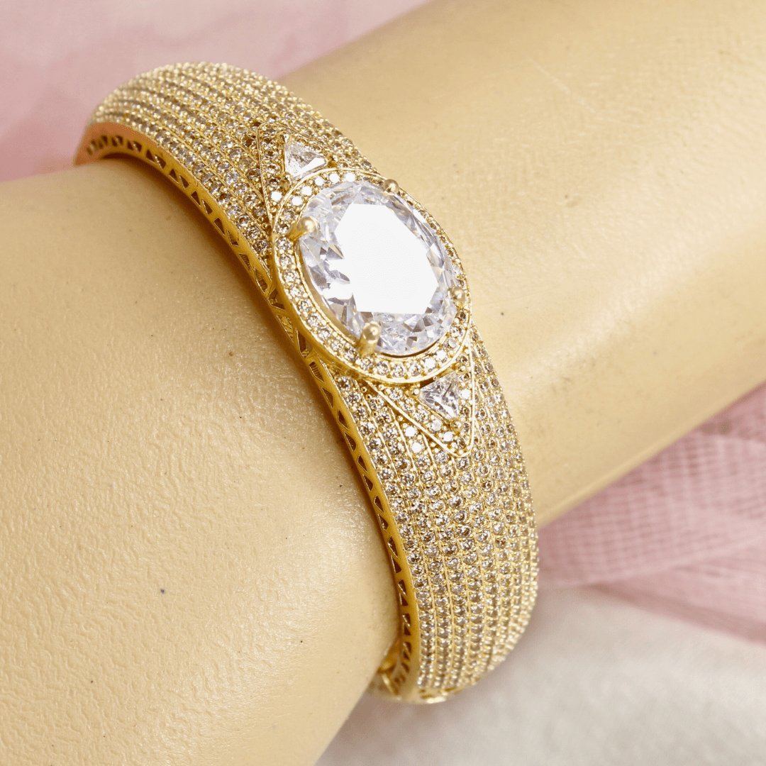 Elegant Gold-Plated American Diamond Kada