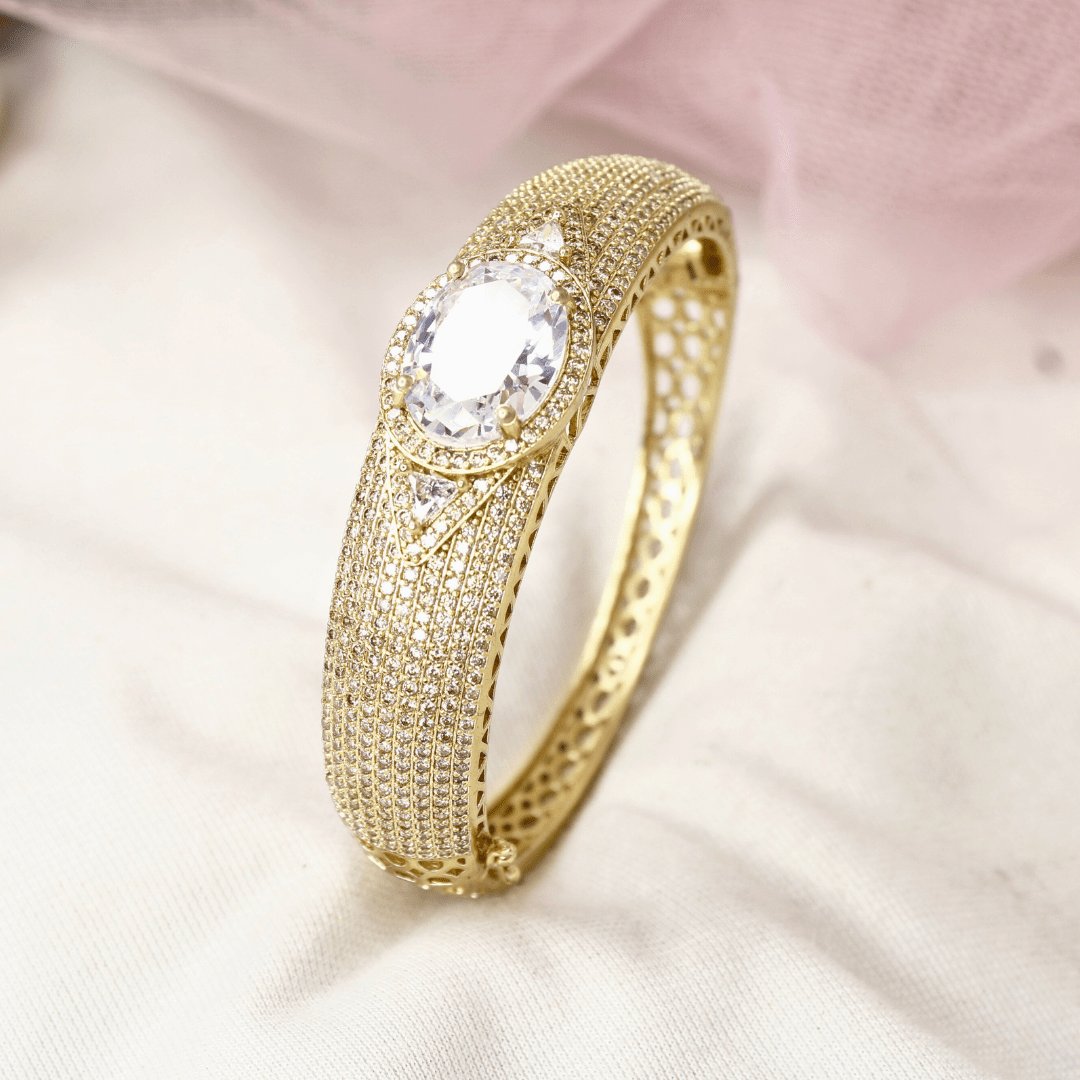Elegant Gold-Plated American Diamond Kada