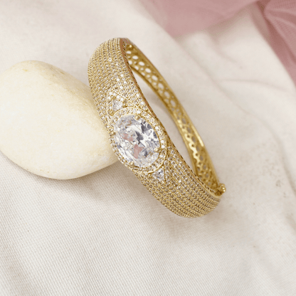 Elegant Gold - Plated American Diamond Kada