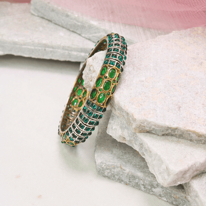 EMARALD NAGINA BANGLES - DUAL - TONE FINISH - SET OF 2