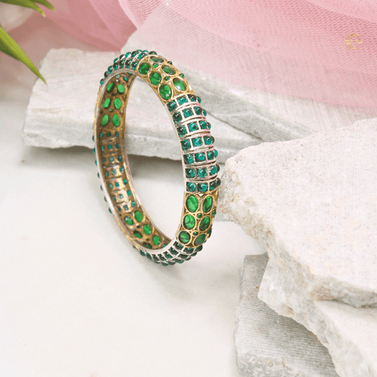 EMARALD NAGINA BANGLES - DUAL - TONE FINISH - SET OF 2