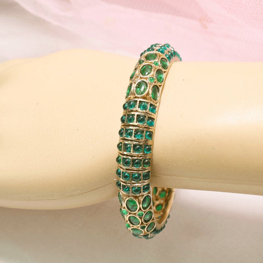 EMARALD NAGINA BANGLES-GOLDEN FINISH-SET OF 2