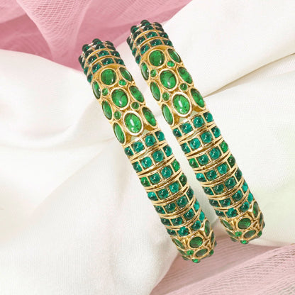 EMARALD NAGINA BANGLES-GOLDEN FINISH-SET OF 2