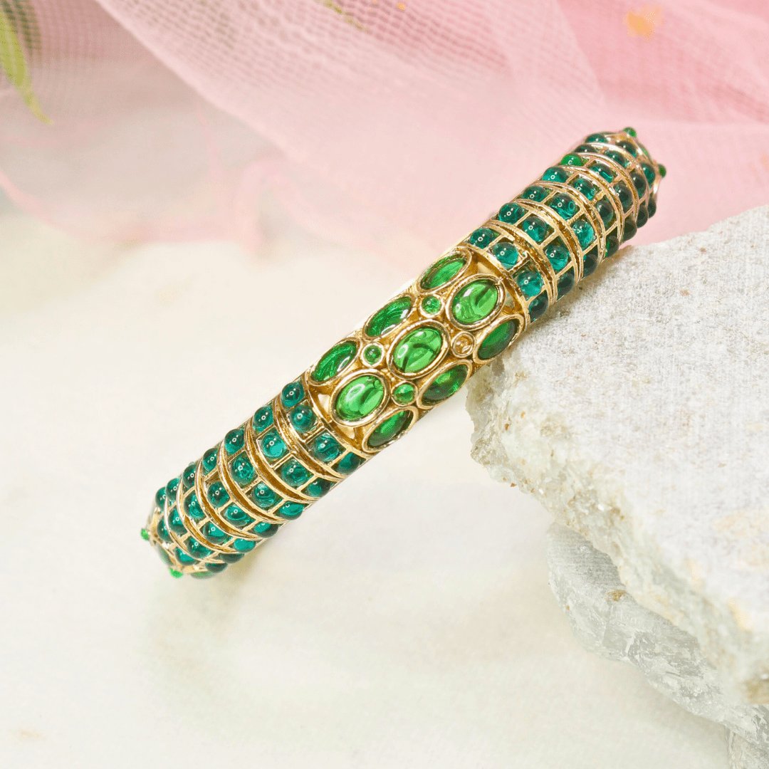 EMARALD NAGINA BANGLES-GOLDEN FINISH-SET OF 2