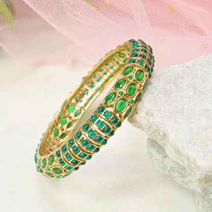 EMARALD NAGINA BANGLES-GOLDEN FINISH-SET OF 2