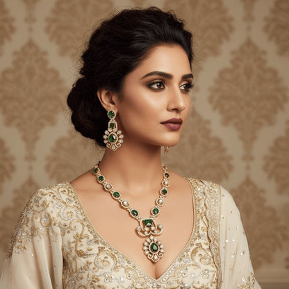 Emerald Green AD Necklace Set Online