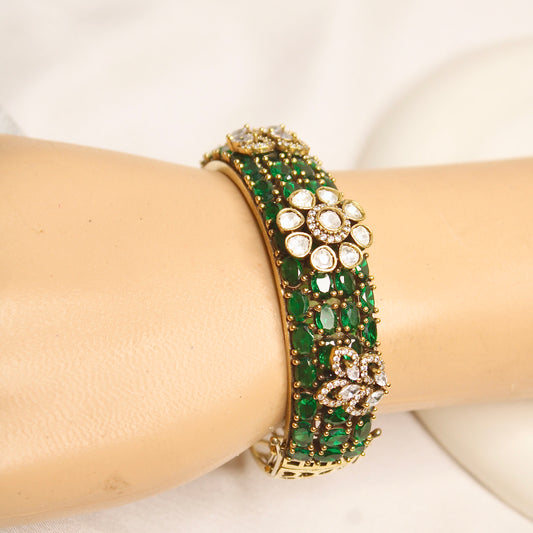 Emerald Green Kundan Mosaic Kada – product view 6