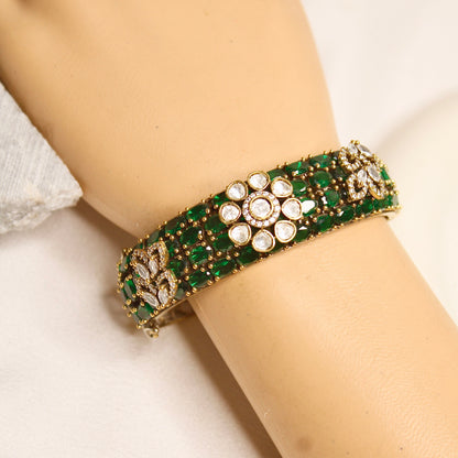 Emerald Green Kundan Mosaic Kada – product view 7