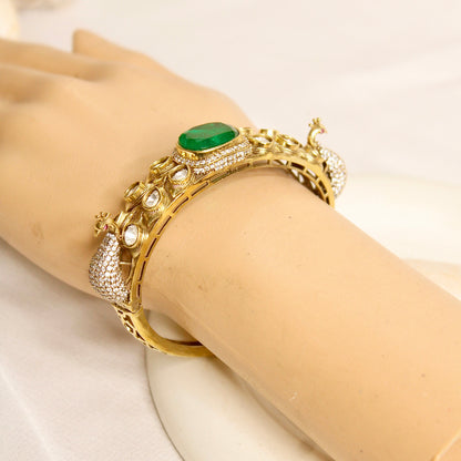 Emerald Green Polki Elephant Motif Kada – product view 4