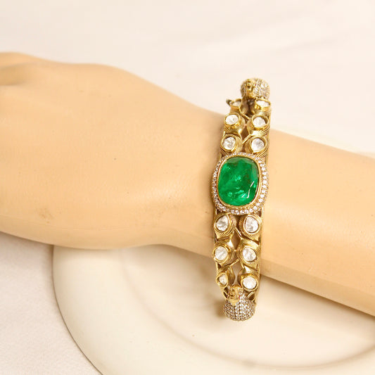 Emerald Green Polki Elephant Motif Kada – product view 5