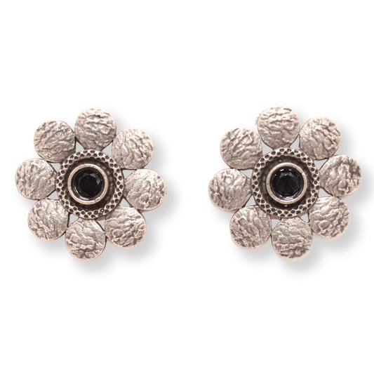 ENBOSS CRUSH FLOWER STUD - BLACK