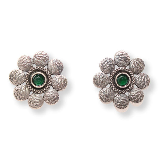 ENBOSS CRUSH FLOWER STUD - GREEN