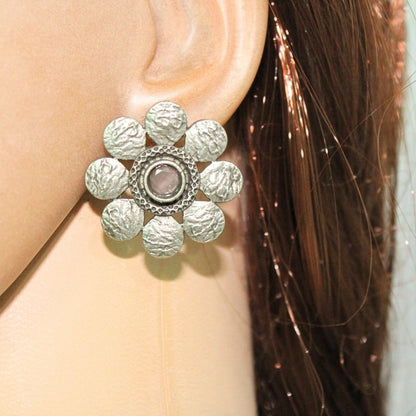 ENBOSS CRUSH FLOWER STUD-MAUVE