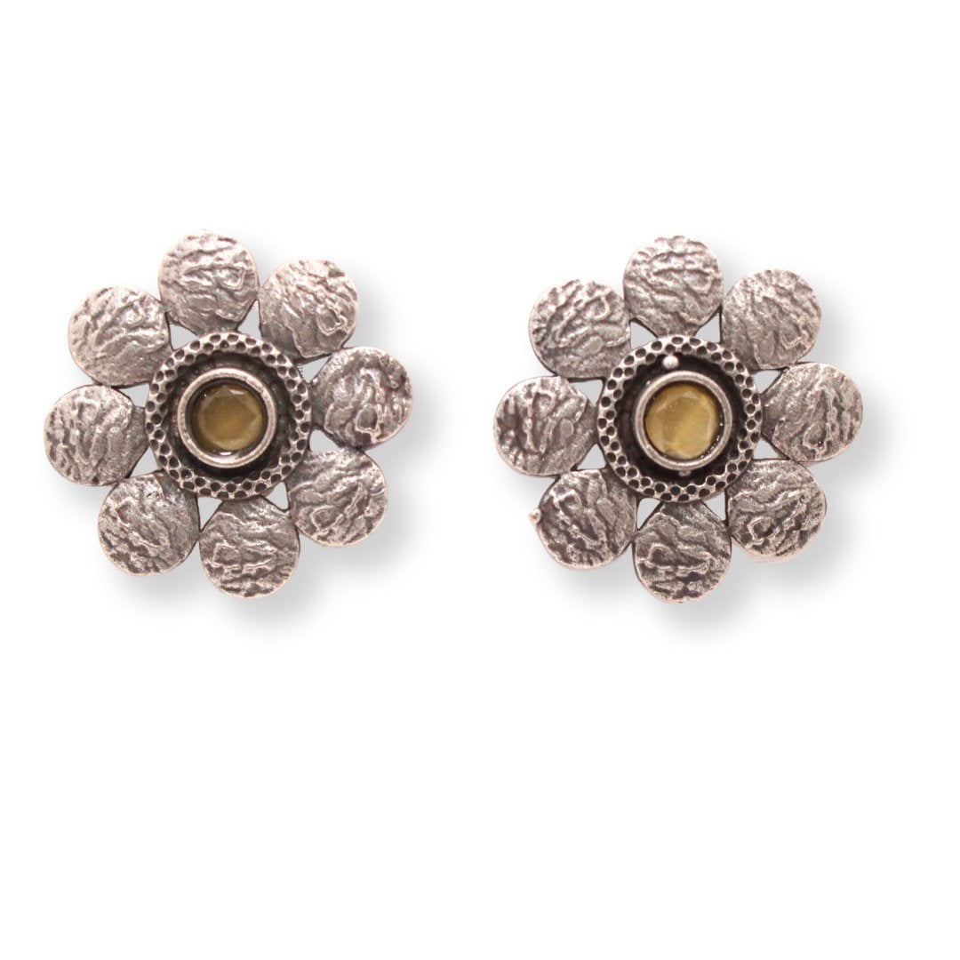 ENBOSS CRUSH FLOWER STUD-YELLOW