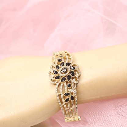 Floral Cluster Kada Black & Gold
