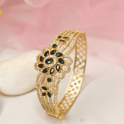 Floral Cluster Kada Black & Gold