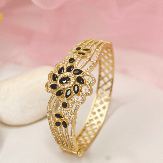 Floral Cluster Kada Black & Gold