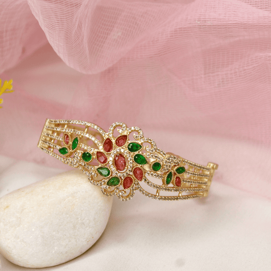 Floral Cluster Kada Emerald Green & Ruby Red