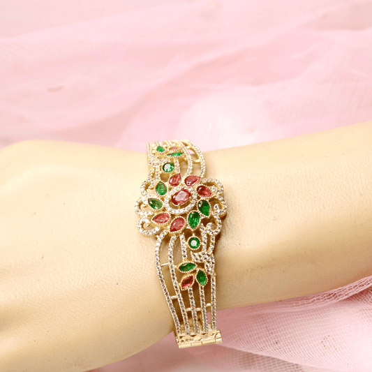 Floral Cluster Kada Emerald Green & Ruby Red