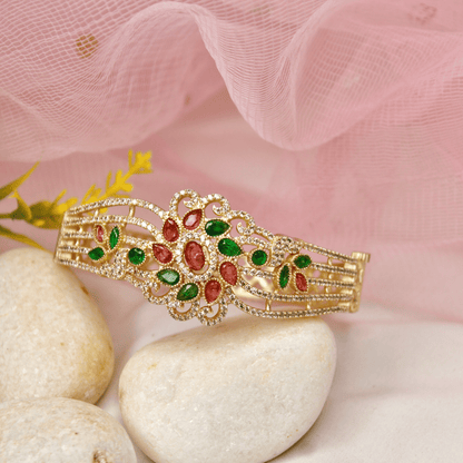 Floral Cluster Kada Emerald Green & Ruby Red