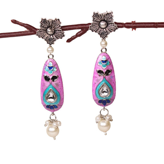 FLOWER & DROP - MEENAKARI JHUMKA - PURPLE