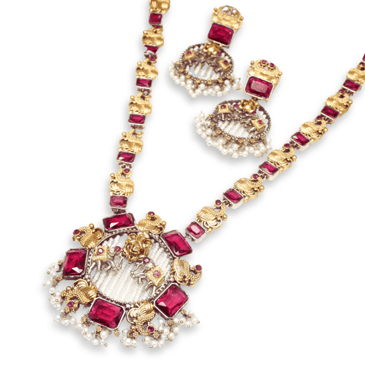 GAJ - GANPATI LONG NECKLACE - RED
