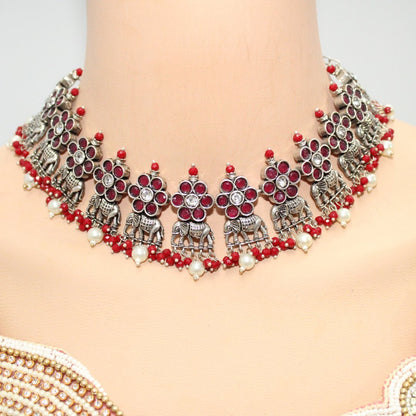 GAJ NECKLACE SET-RED