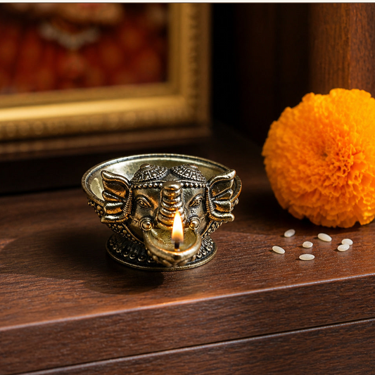 Ganesha Brass Diya Bowl