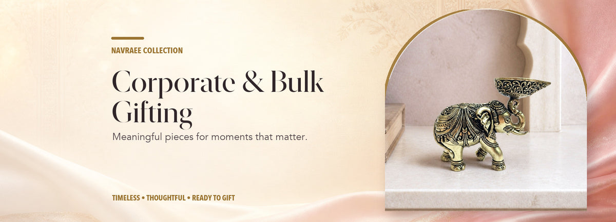 Corporate & Bulk Gifting collection header banner featuring Antique Brass Elephant Diya