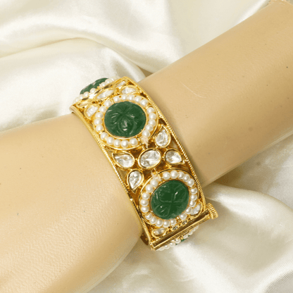 GOLDEN POLKI PEARL KADA - GREEN