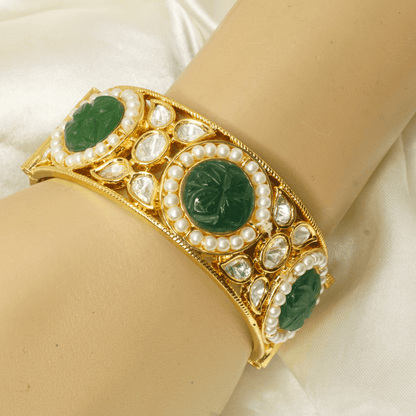 GOLDEN POLKI PEARL KADA - GREEN