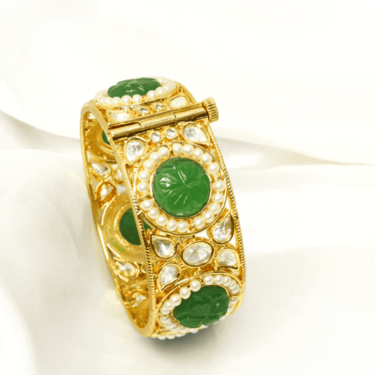 GOLDEN POLKI PEARL KADA - GREEN