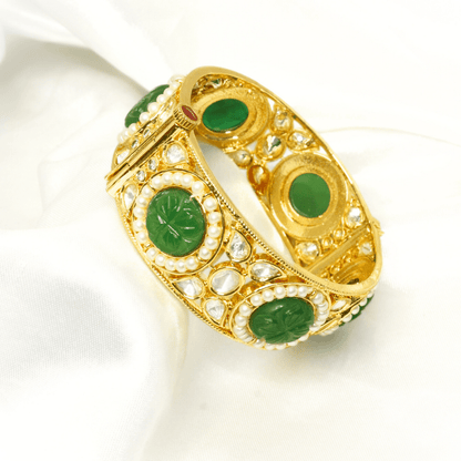 GOLDEN POLKI PEARL KADA - GREEN