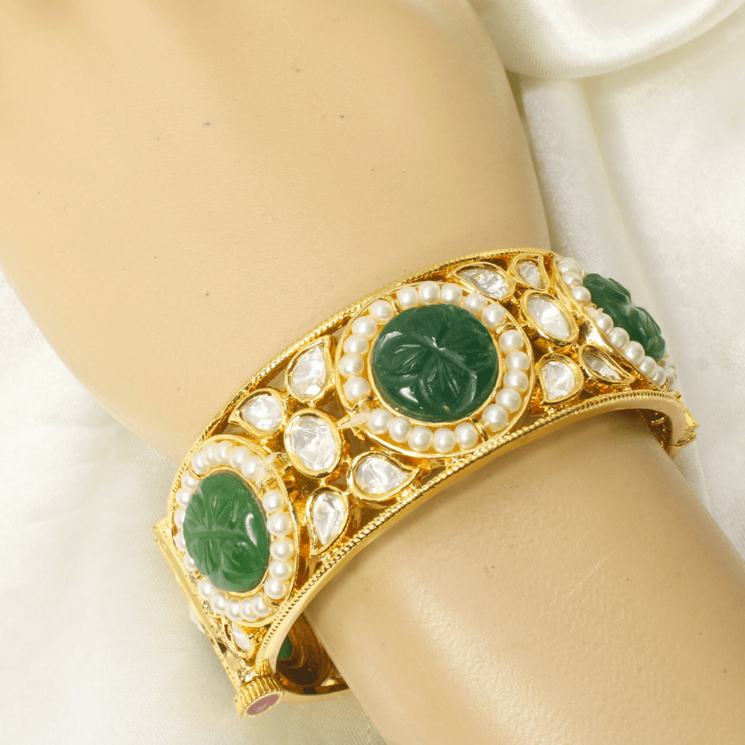 GOLDEN POLKI PEARL KADA - GREEN